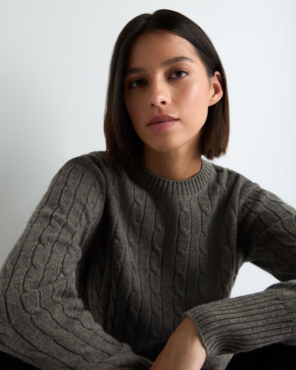 Women's Adelyn Cable Round Neck Cashmere Sweater 5