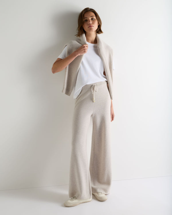 N.Peal Women's Honeycomb Knit Cashmere Trouser Pebble Grey