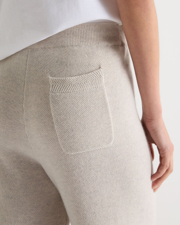 N.Peal Women's Honeycomb Knit Cashmere Trouser Pebble Grey