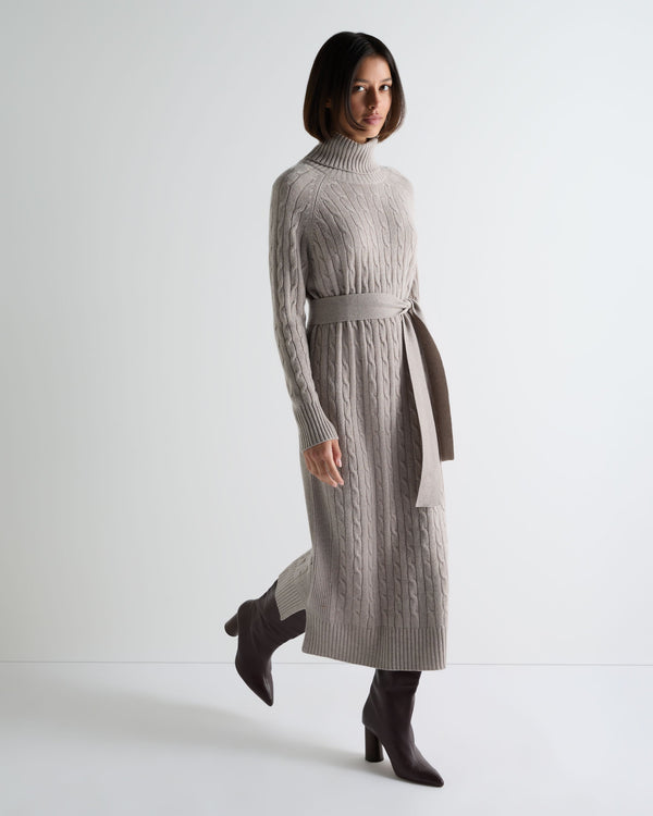 Women's Longline Cable Cashmere Dress 3