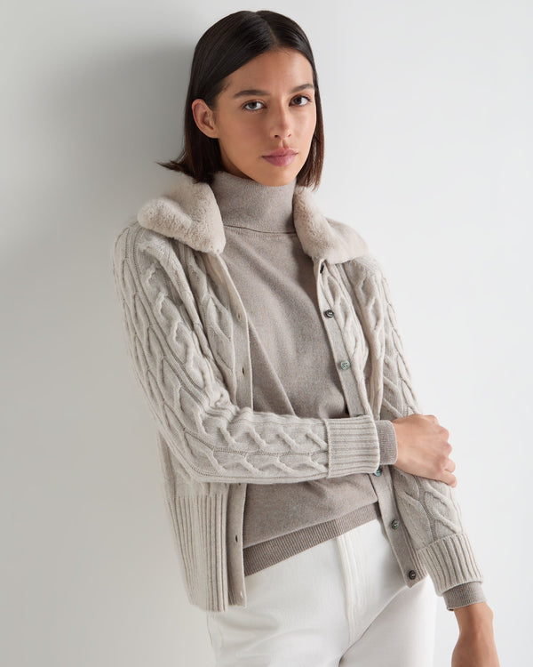 Women's Myla Fur Collar Cashmere Cardigan 1