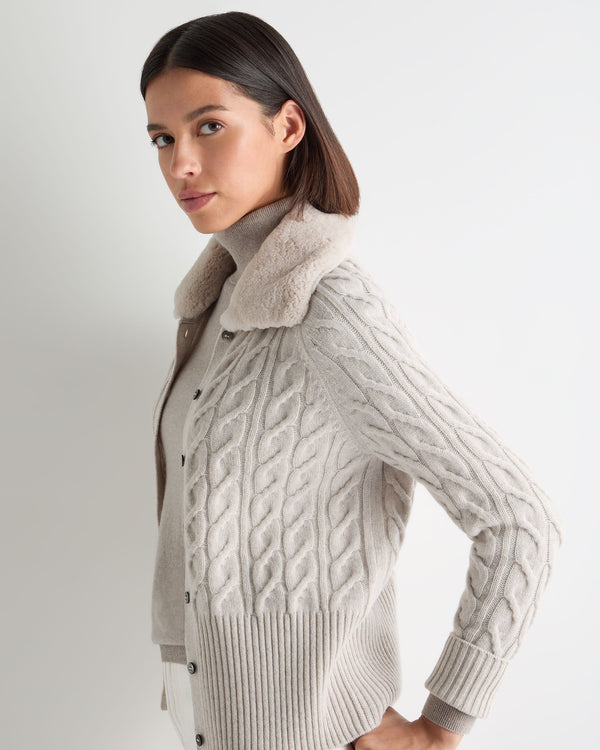 Women's Myla Fur Collar Cashmere Cardigan 6