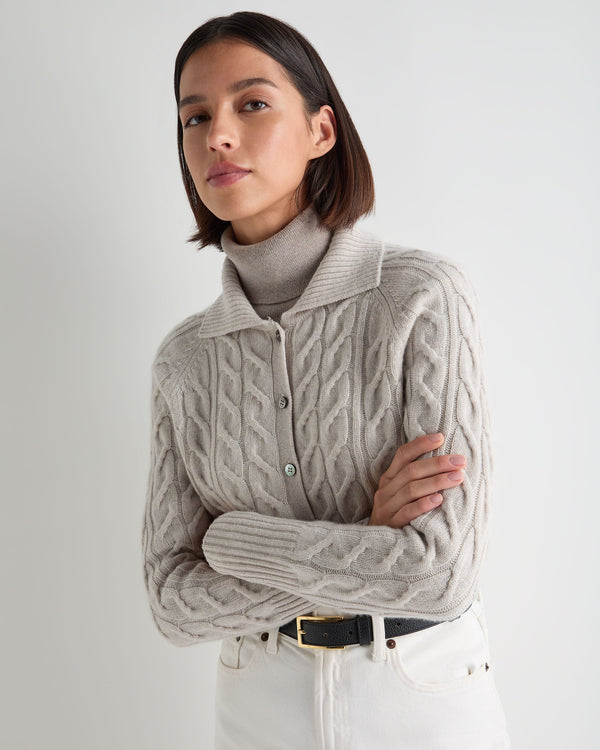 Women's Myla Fur Collar Cashmere Cardigan 8