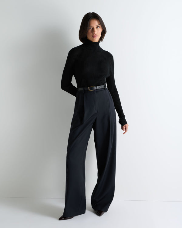 Women's Superfine Cashmere Ribbed Turtle Neck Sweater 3