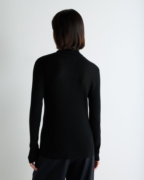 Women's Superfine Cashmere Ribbed Turtle Neck Sweater 4