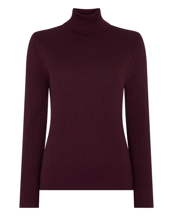 Women's Superfine Cashmere Ribbed Turtle Neck Sweater 2