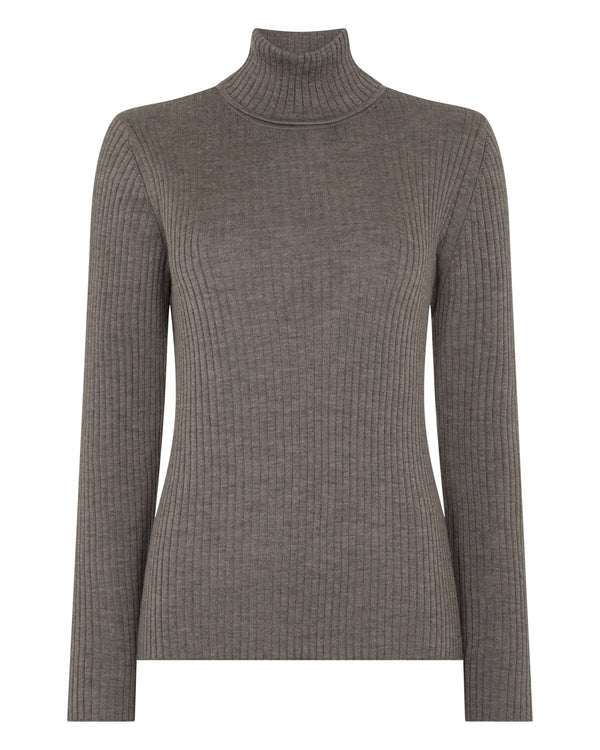 Women's Superfine Cashmere Ribbed Turtle Neck Sweater 2
