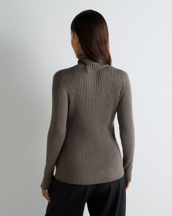Women's Superfine Cashmere Ribbed Turtle Neck Sweater 4