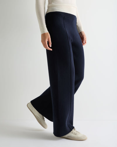 N.Peal Women's Double Face Trousers Navy Blue
