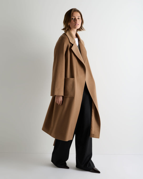 Women's Longline City Coat With Fur Trim 3