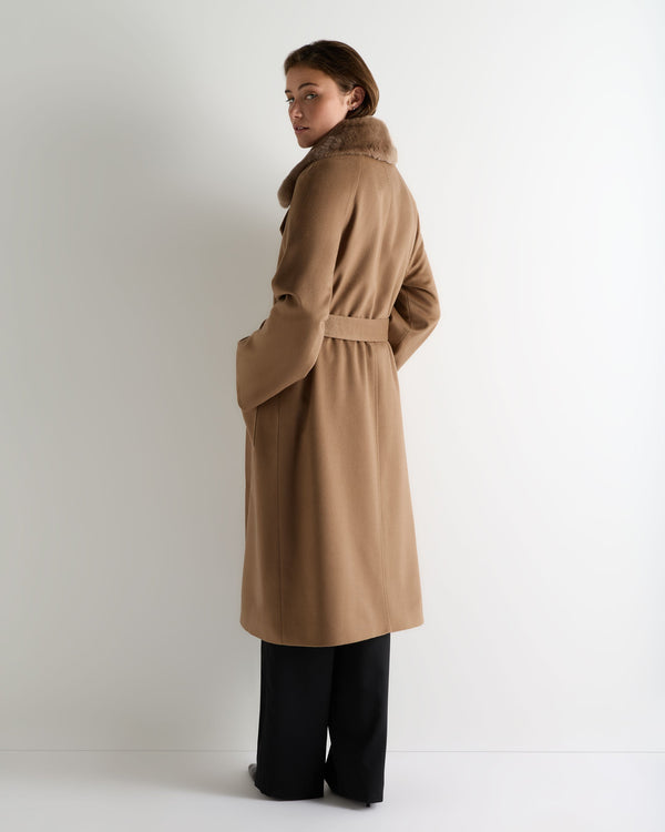 Women's Longline City Coat With Fur Trim 5
