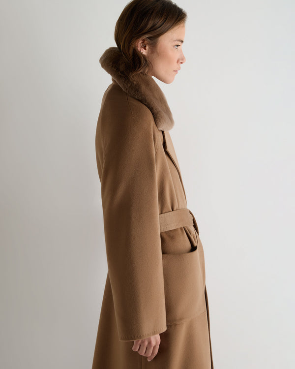 Women's Longline City Coat With Fur Trim 7