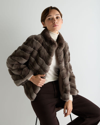 N.Peal Women's Malina Fur Jacket Chocolate Brown Ombre