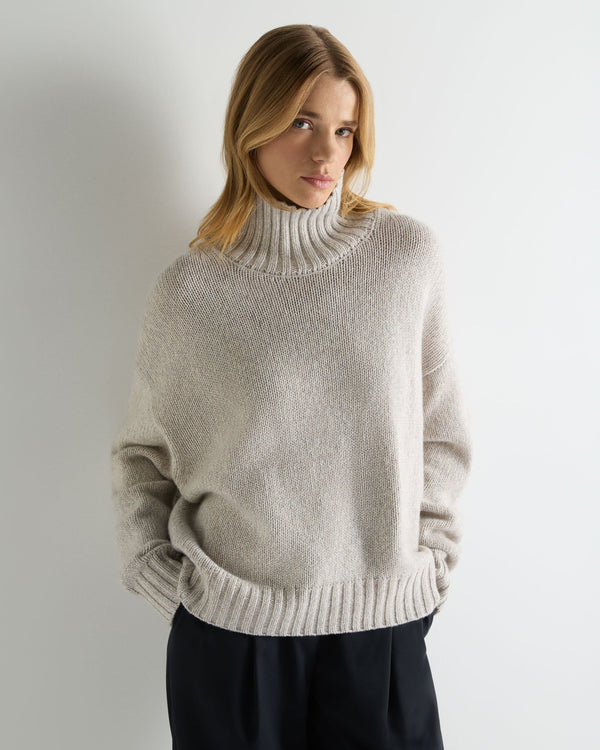 Women's Chunky Funnel Neck Cashmere Sweater 1