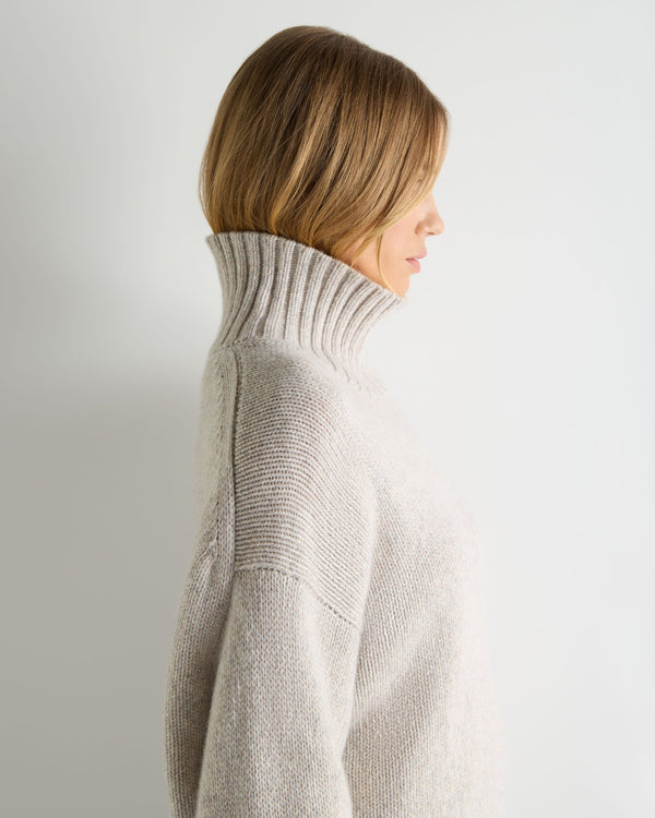 Women's Chunky Funnel Neck Cashmere Sweater 6