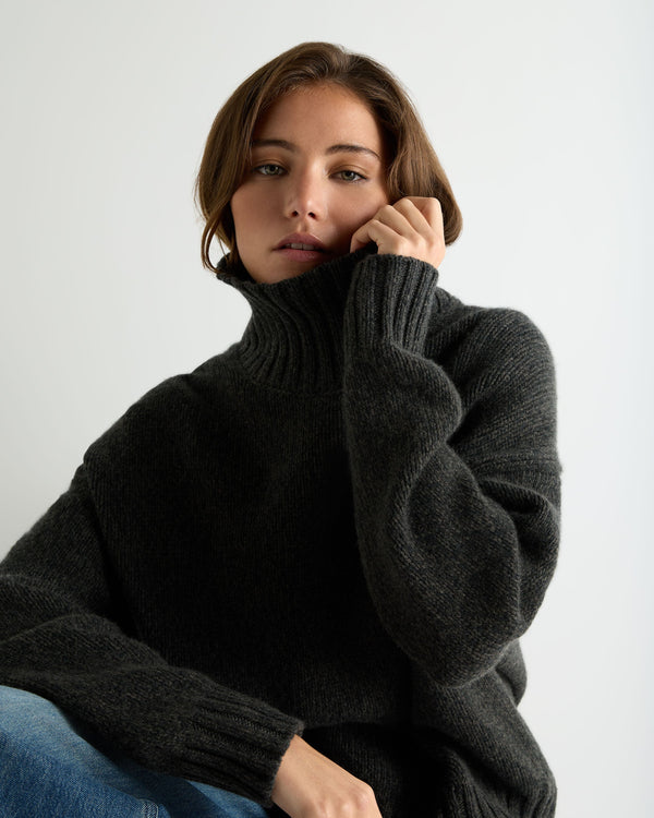 Women's Chunky Funnel Neck Cashmere Sweater  5