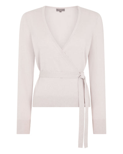 N.Peal Women's Arabella Wrap Cashmere Cardigan Snow Grey