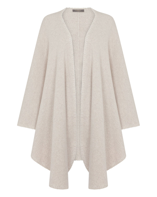 N.Peal Women's Herringbone Cashmere Cape Sand Brown