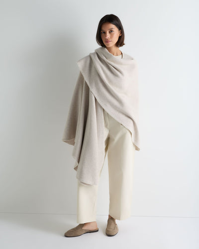 N.Peal Women's Herringbone Cashmere Cape Sand Brown