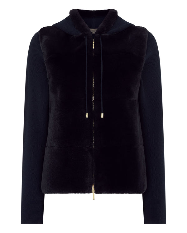 Women's Honeycomb Fur Trim Cashmere Hoodie 2