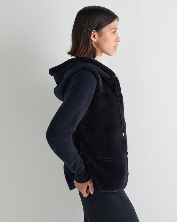 Women's Honeycomb Fur Trim Cashmere Hoodie 6