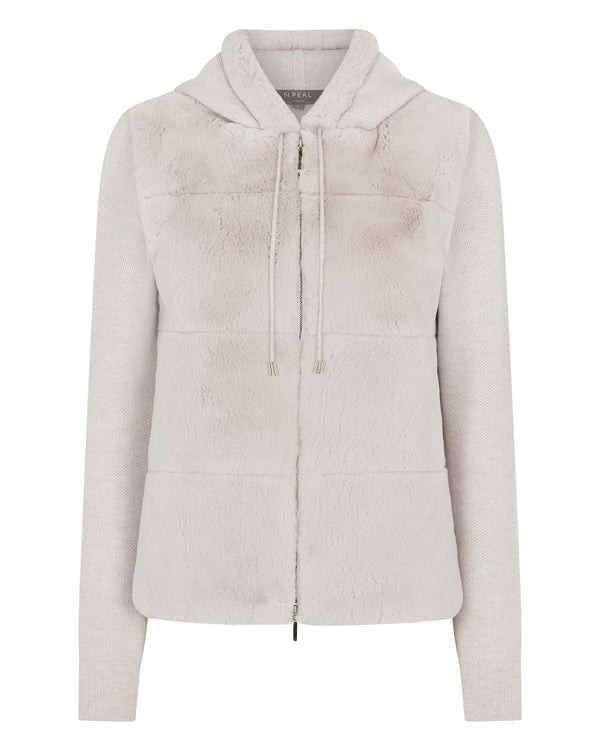 Women's Honeycomb Fur Trim Cashmere Hoodie 2