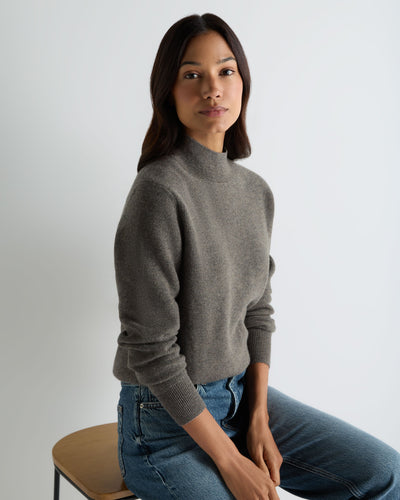 N.Peal Women's Honeycomb Knit Cashmere Jumper Wood Smoke Brown