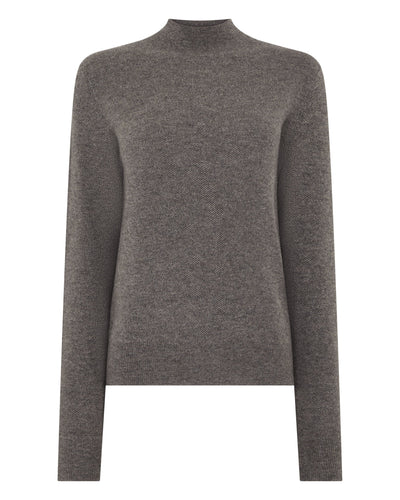 N.Peal Women's Honeycomb Knit Cashmere Jumper Wood Smoke Brown