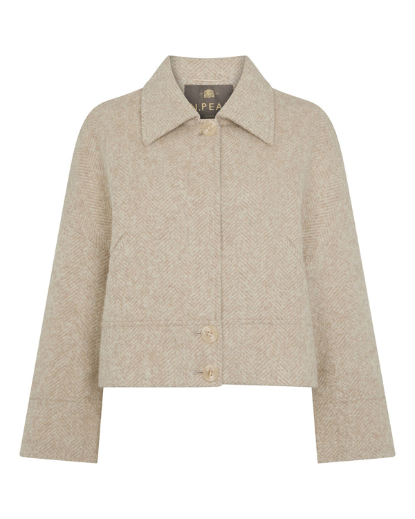 Women's Herringbone Jacket With Rex Fur Collar 2