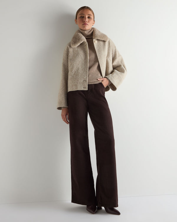 Women's Herringbone Jacket With Rex Fur Collar 3