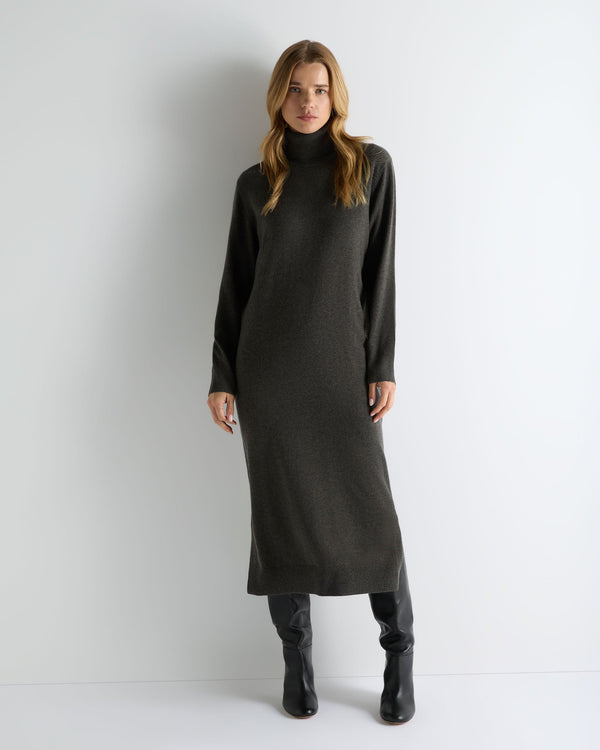 Women's Turtle Neck Cashmere Sweater Dress  1