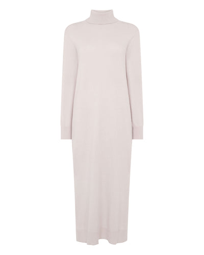 N.Peal Women's Roll Neck Cashmere Jumper Dress Snow Grey
