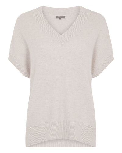 N.Peal Women's Honeycomb Sleeveless Cashmere Jumper Pebble Grey