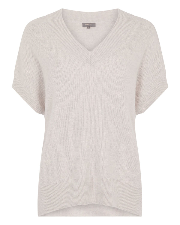 N.Peal Women's Honeycomb Sleeveless Cashmere Jumper Pebble Grey