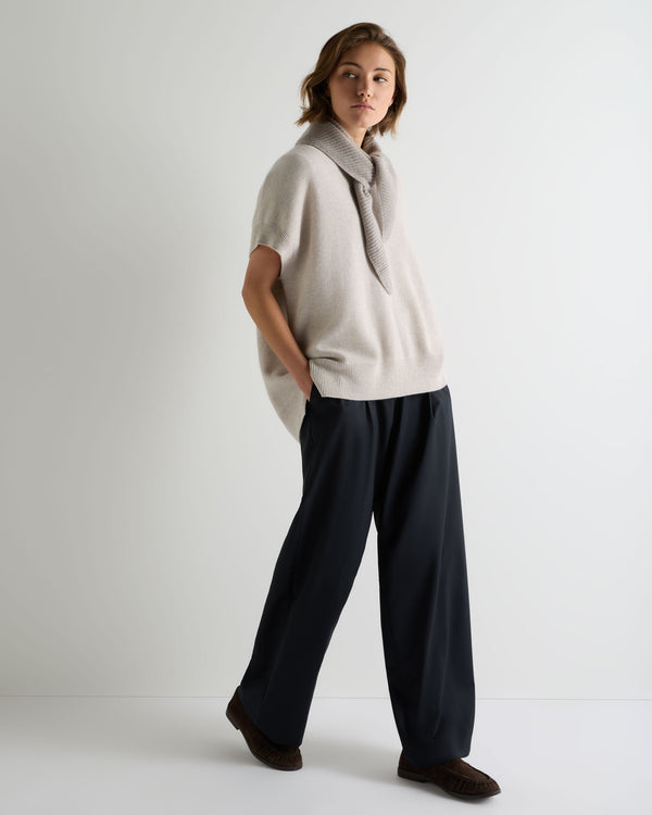 N.Peal Women's Honeycomb Sleeveless Cashmere Jumper Pebble Grey