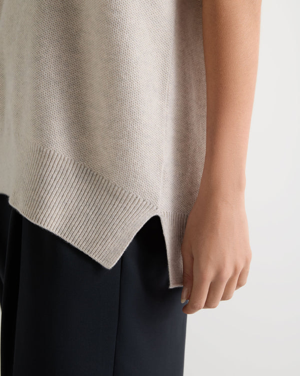 N.Peal Women's Honeycomb Sleeveless Cashmere Jumper Pebble Grey