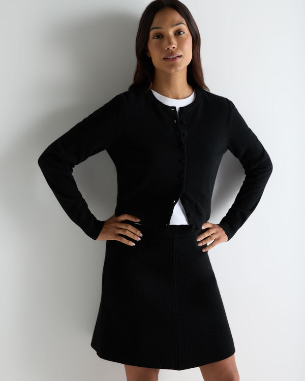 Women's Covered Button Cashmere Cardigan 1