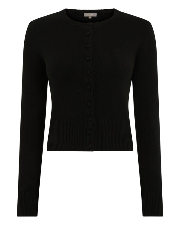 Women's Covered Button Cashmere Cardigan 2