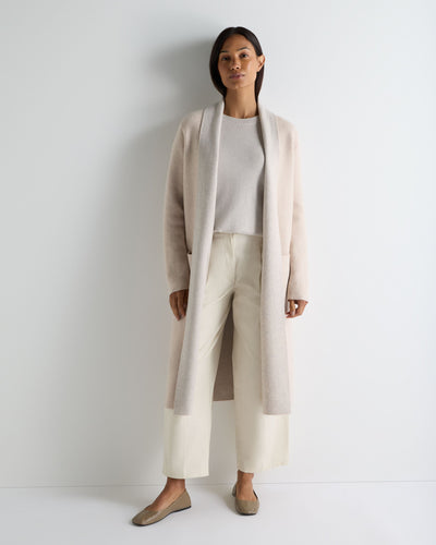 N.Peal Women's Double Face Robe Cashmere Cardigan Ecru White