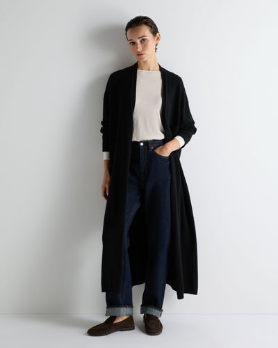 N.Peal Women's Maxi Cashmere Cardigan Black