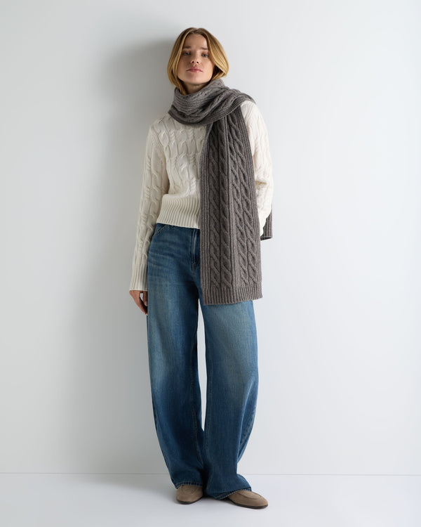 Women's Cable Knit Funnel Neck Cashmere Sweater 3