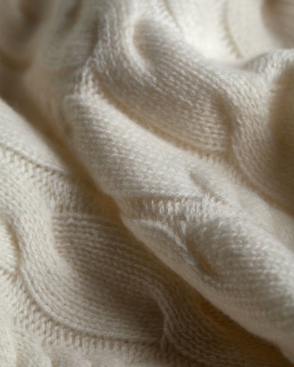 Women's Cable Knit Funnel Neck Cashmere Sweater 6