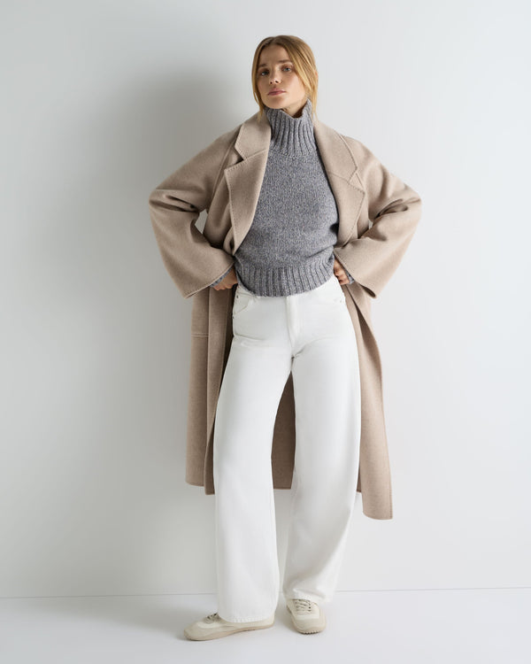 Women's Funnel Neck Melange Cashmere Sweater With Lurex 3