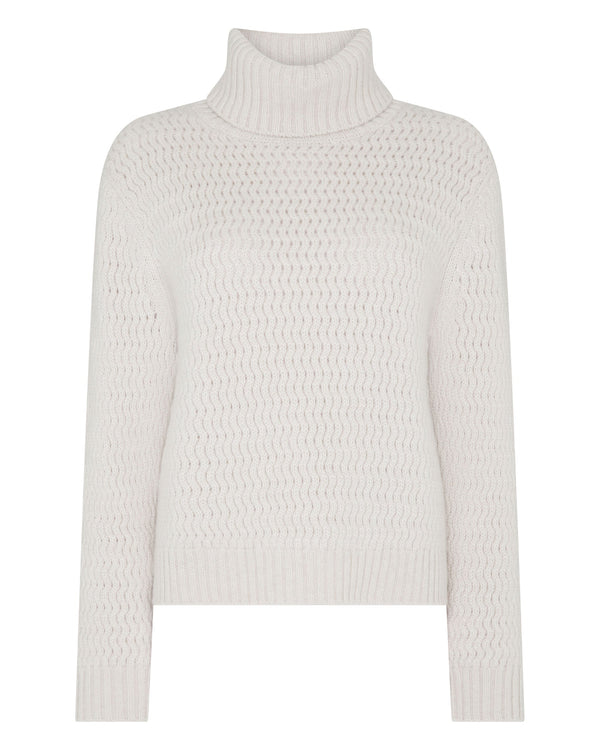 Women's Cashmere Chevron Turtle Neck Cashmere Sweater With Lurex 2