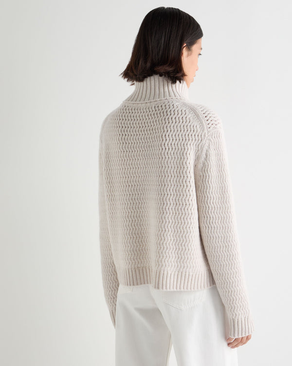 Women's Cashmere Chevron Turtle Neck Cashmere Sweater With Lurex 4
