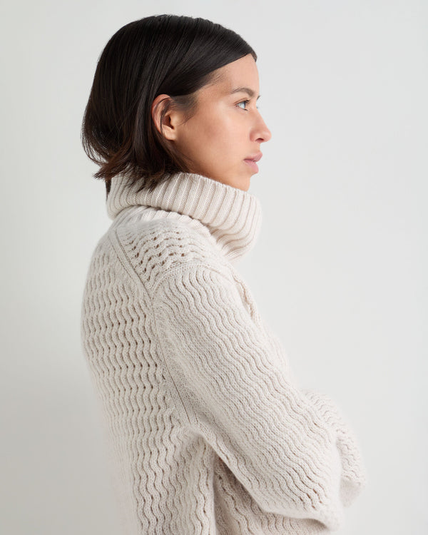 Women's Cashmere Chevron Turtle Neck Cashmere Sweater With Lurex 5