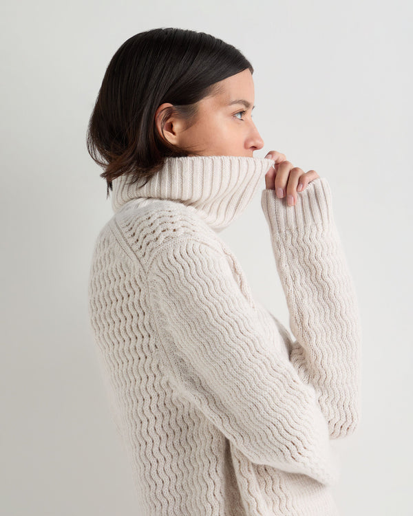 Women's Cashmere Chevron Turtle Neck Cashmere Sweater With Lurex 7
