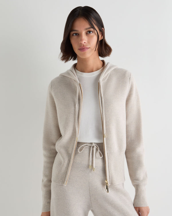 Women's Honeycomb Zipper Cashmere Hoodie 1