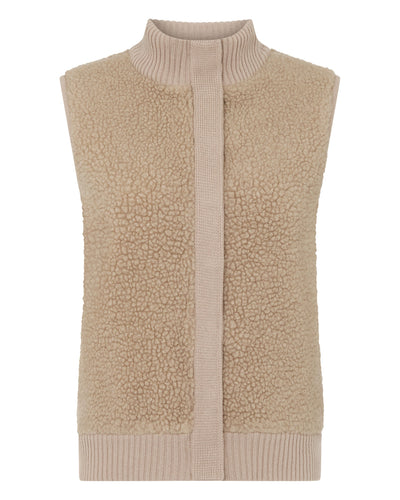 N.Peal Women's Cashmere Shearling Gilet Cashew Brown