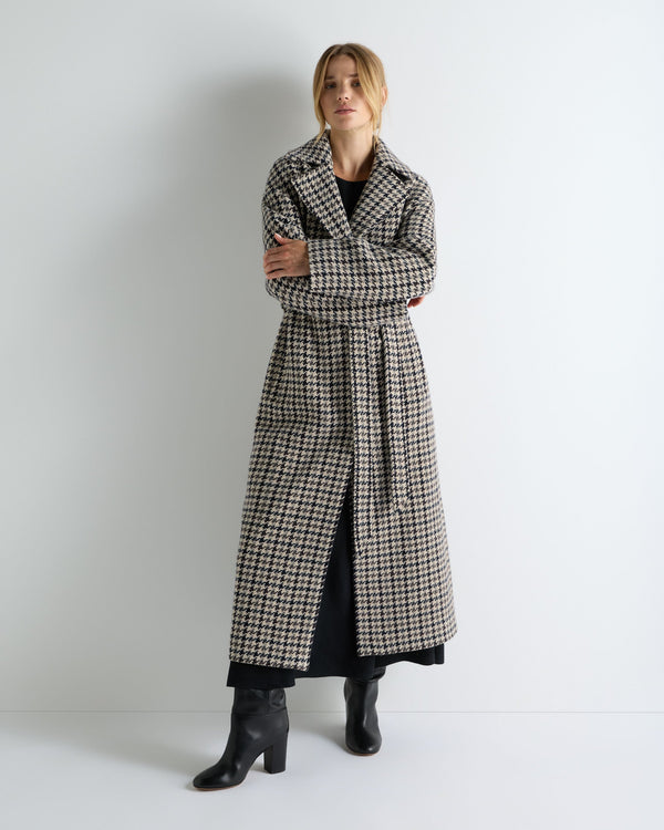 Women's Icon Dogtooth City Coat With Fur Collar 3